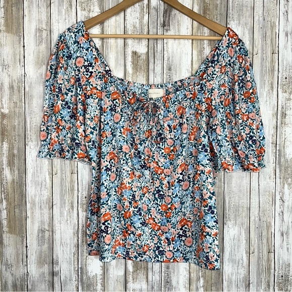 MELLODAY Tops - Melloday Square Neck Floral Blouse